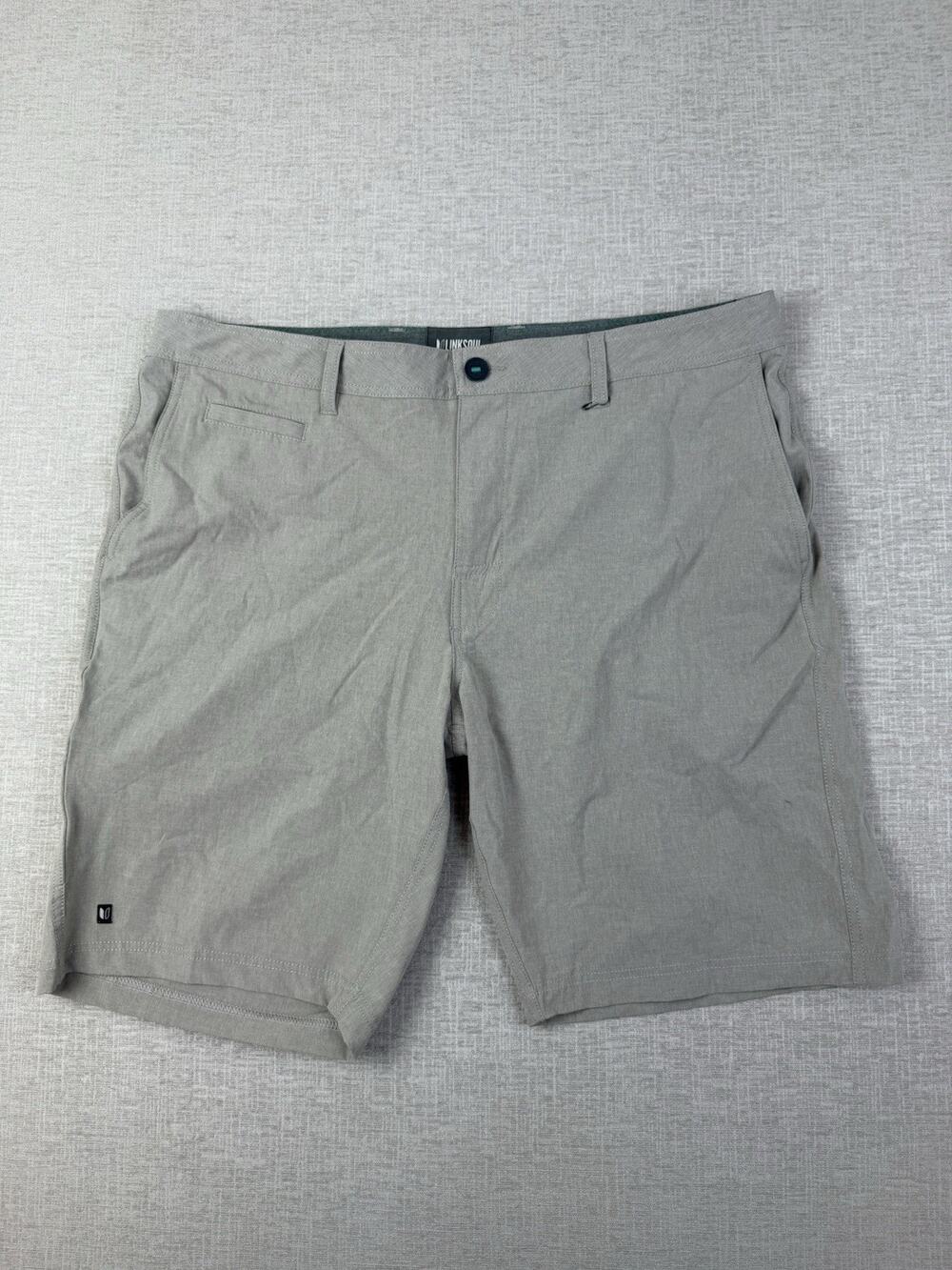 Linksoul Men’s Golf Shorts Size 38 Gray Stretch Performance Casual Chino